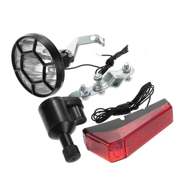 Lixada Bicycle Lights Set Kit Bike Safety Front Headlight Taillight Rear light Dynamo No Batteries Needed Bike Accessories 260112BJ