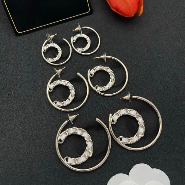 Luxury Leather Woven Earrings 18K Gold Plated Hoop Earrings Designer Stud Earrings for Women Classic Letter Earrings High Quality Jewelry Gift
