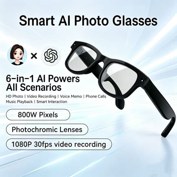 New M01 Pro Smart Camera Glasses 8MP HD, Bluetooth Call, WiFi Transmission, Hidden Camera, Waterproof & Noise Reduction