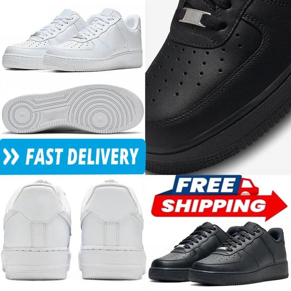 Free Shipping Designer Running Shoes 1 Classic Triple White Black Leather Platform Sports Running Trainers Women Mens Outdoors Sneakers 36-45