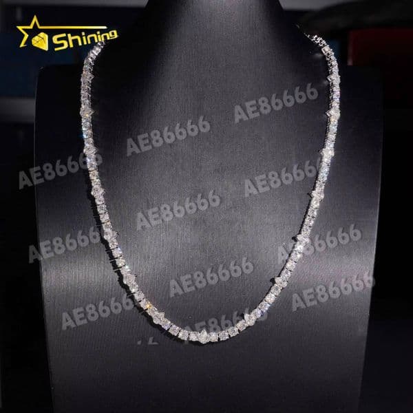 High Quality New Style Iced Out GRA Certificated D VVS Moissanite Mix and match Tennis Chain Fine Jewelry Custom S925 Silver Necklace for Women Men pass test