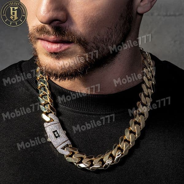 Moissanite Hip Hop Necklace 14K 18K Gold Plated Monaco Chain Heavy Miami Cuban Link Lock Choker Iced Out Bling Rapper Jewelry For Men Designer Popularity