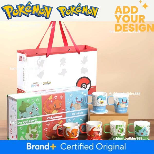 Pokemon 6Pcs Set 360Ml Stackable Coffee Ceramic Coasters With Gift Box Officially Licensed Mug Cups