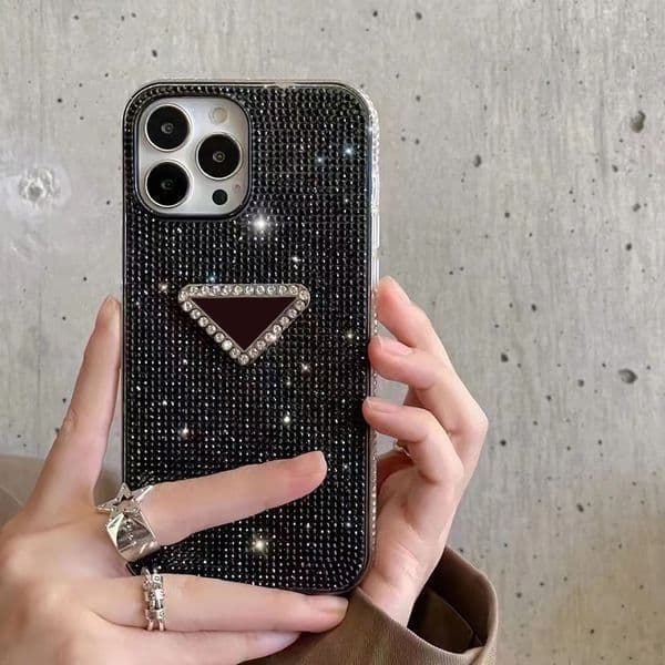 Sparkling rhinestone luxury phone case for iPhone 16 15 14 13 Pro 12 11 MAX metallic logo 16promax 14promax phone case 13promax for apple 12promax Cover 11promax shell
