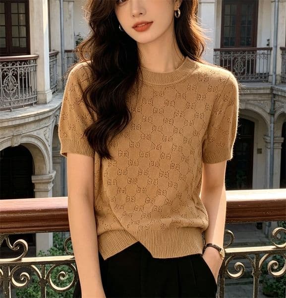 Womens designer Tshirt knitted clothes Round Neck Loose Thin Summer clothing women New popular Design Ladies Sweater Vest dh1111