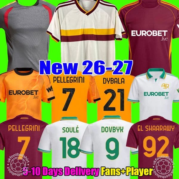 2026 Maglia Rome Roma Soccer Jersey 26 27 2026 2027 PELLEGRINI home Away Pellegrini KONE CRISTANTE Dovbyk DYBALA Football Jersey Shirts Kit Men Kids tops