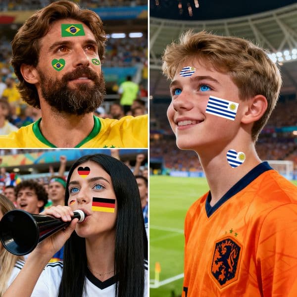 2026 World Cup National Flag Temporary Tattoo Stickers, Water Transfer Face Decals for Football Sports Fans
