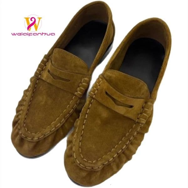 2026 model flat shoes suitable for womens wear Handmade retro ruffles lowheeled ladies roundtoe loafers 260420