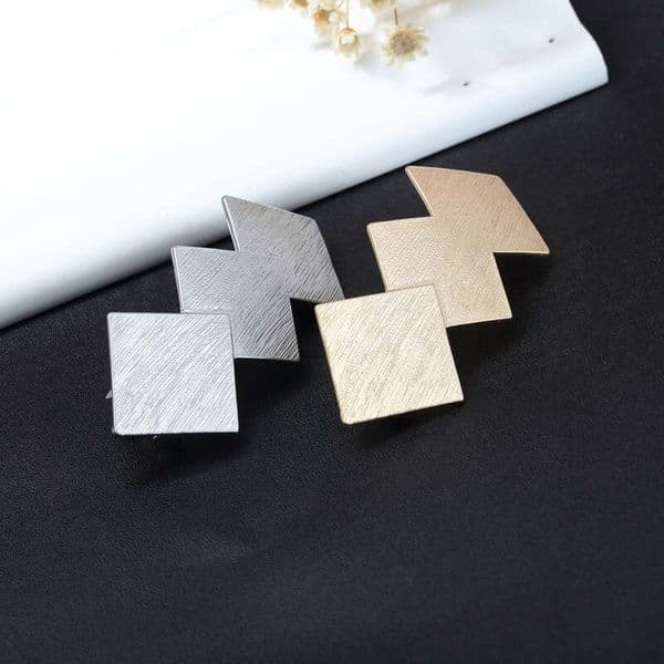 Creative Style Women's Accessories Overlapping Rhombus Textured Alloy Electroplated Geometric Hair Clips