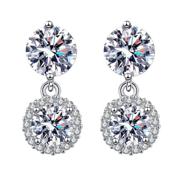 Manufacturer Wholesale Korean Style Elegant Bride Drops Micro Inlaid Super Sparkling Zirconia Stud Earrings Double Diamond Ear Jewelry