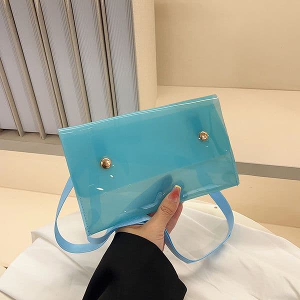 Bestseller 2025 New Trend Solid Color PVC Single Shoulder Transparent Handbag For Female Students Fashion Street Bag Ddmytues