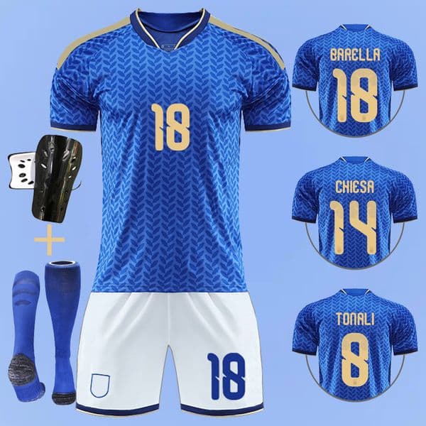 2026 Italy Home Soccer Jersey Shorts Set World Cup National Team Tonali No.8 Fans Jersey Unisex Breathable Football Shirts S-XXXL