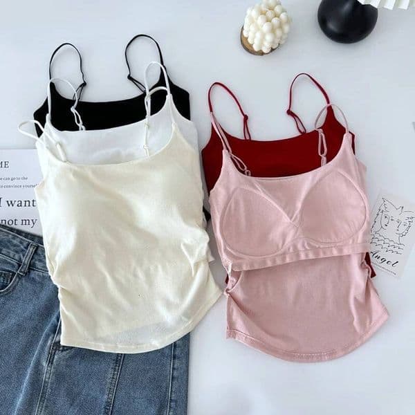 Summer Dopamine Color Sexy Camisole Pleated Waist And All-in-one Beautiful Back With Breast Pads For Women dongdumaoyi