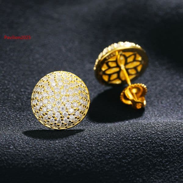 Luxury Mens Top D VVS Moissanite Diamond 925 Sterling Silver 18K 14K Gold Plated Iced Out Geometric Stud Earrings for Men