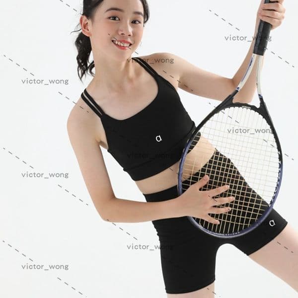 YC66 Girls Sports Fitness Suit Running Tank Top Children's Yoga Suit Short Suspender Tank Pants Dance Training Two-piece Set