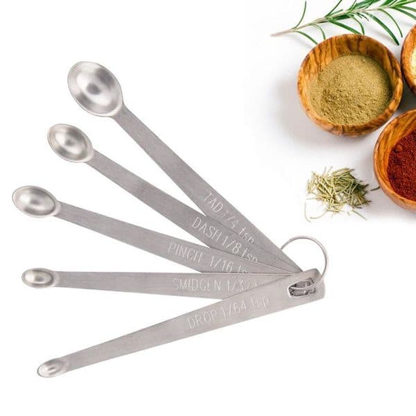 5pcs Small Measuring Spoons Stainless Steel Seasoning Dry and Liquid Ingredients Kitchen Mearure Tools 5pcs/ set