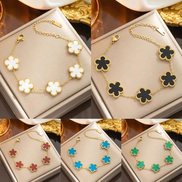 18K Gold Plated Classic Fashion Charm Bracelet Four-leaf Clover Designer Jewelry Elegant Mother-of-Pearl Bracelets For Women Men Top High Quality Gift