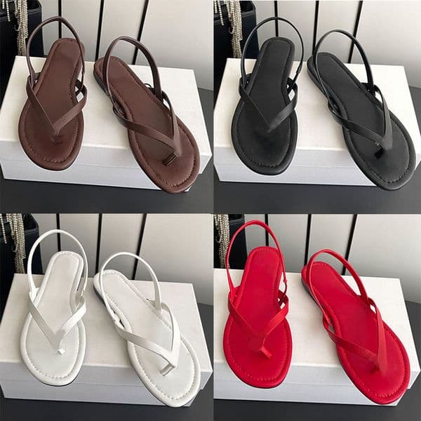 Women Sexy Style Biki Sandal In Calfskin Elasticated The Back Strap Flip Flops Non Slip Leather Outsole Flat Shoes Daily Outfit Collocation
