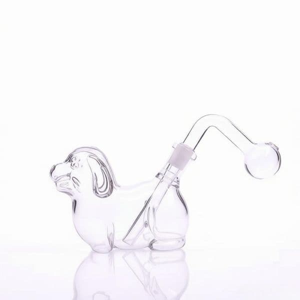Wholesale Super Cute 3D Dog Shape Thick heady glass tobacco hand pipe Portable Clear Dry herb Handpipes Spoon water pipes for smoking