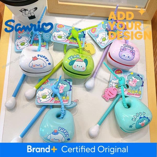 Cartoon Sanrio Wooden Fish Artifact Emotion Control Healing Stress Relief Desktop Ornament Keychain Toy Luxury Goods