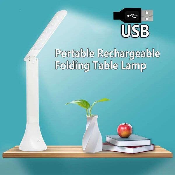 Rechargeable Foldable Touch LED Desk Portable USB Table Light with 3 Brightness Level Bedside Reading for Bedroom Book Lamp