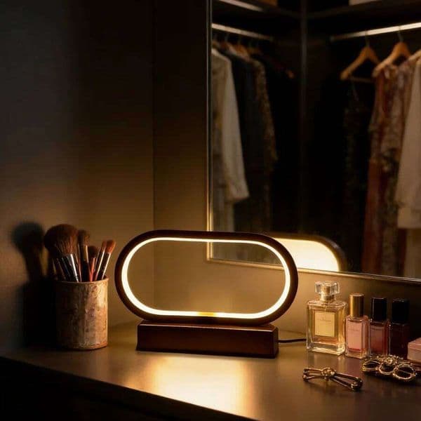 1PC Modern Oval LED Table Lamp, Warm White Ambient Light, USB Powered Decorative Lamp for Bedroom, Living Room, Home Decor