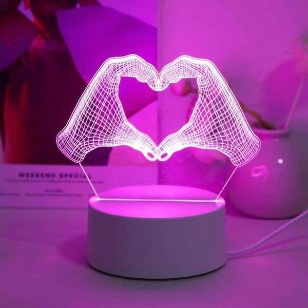 3D Two Hand Heart Night Home Desktop Christmas Decoration Fancy Lighting LED Room Birthday Gift Light