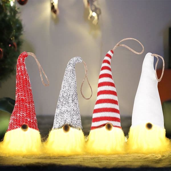 Christmas Indoor Decoration Glowing Faceless Doll Ornament Plaid Rudolph Dwarf Christmas Home Decor 1pc/4pcs