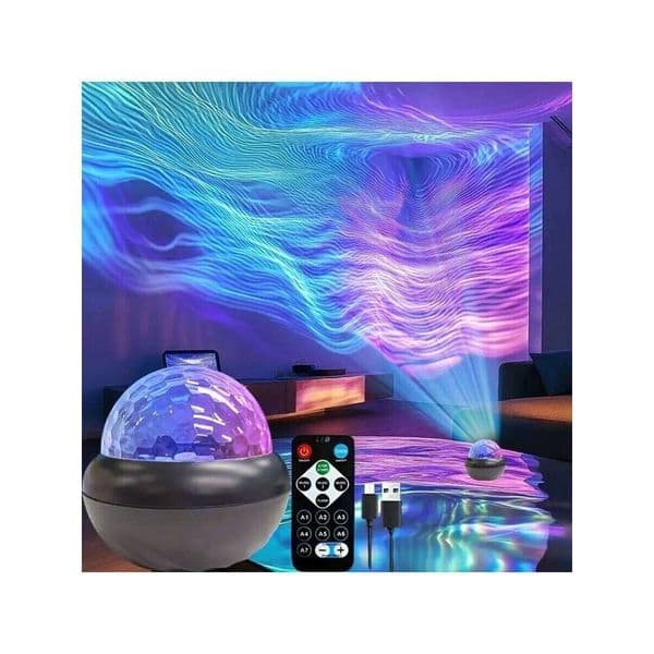 LED Water Ripple Desk Lamp: Color changing, remote controlled, USB - powered, RGB, night sky effect, ambient lighting. Ideal