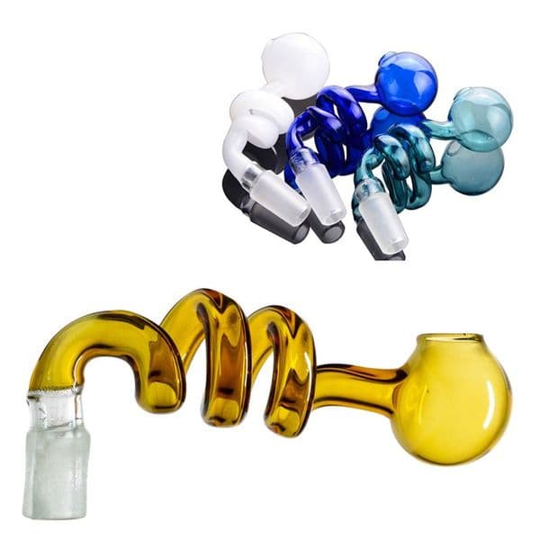 Colorful Spiral shape Glass Oil Burner Bubbler Bowl Slide Nail Sandblasting 14mm 18mm Female Male Downstem Colored smoking oil banger bowl for mini water bong