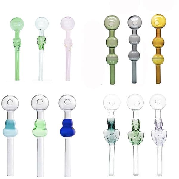 Wholesale Creative Newest Skull Gourd shape 12cm Glass Oil Burner Pipe Colorful Thick heady Smoking Tube Pipes Glass Oil Nails Water Hand Pipes