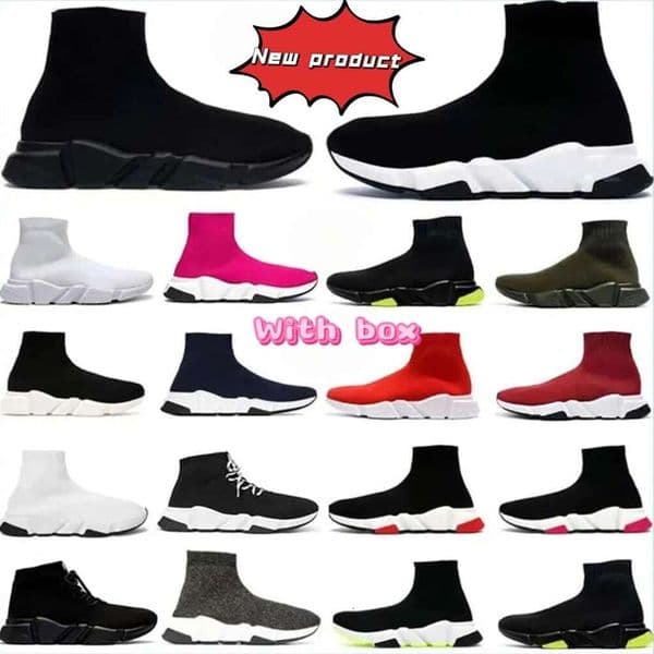 Designer Casual Sock Shoes Paris Men Women Platform Hommes Mesh ComfortSole Breathable Trainer Black Glitter Knitted Triple Sneaker Walking Leisure sports shoes