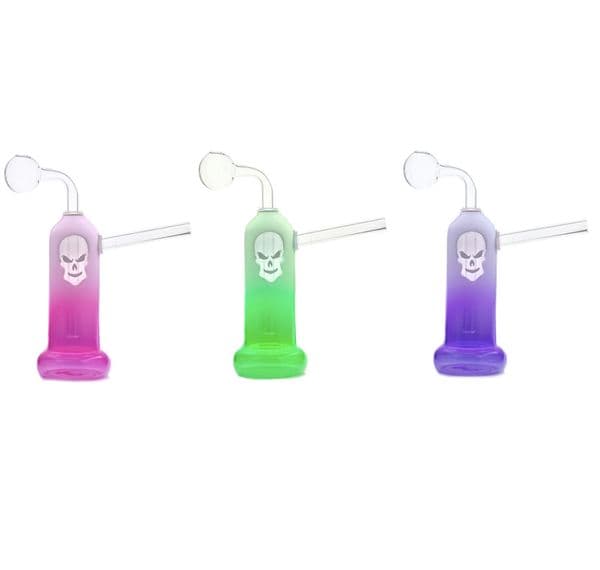 Wholesale Rainbow Colorful Hookah Glass Oil Burner Bubbler Inner Perc Stem Skull Design logo water bong pipe for smoking With Removable Oil banger bowl