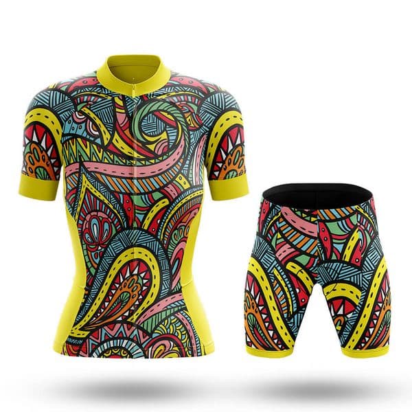 2026 Women Colorful Vintage Pattern Cycling Team Jersey Bike Shorts Set Ropa Ciclismo WomenS MTB Shirt Summer Pro Bicycling Maillot Bottom Clothing