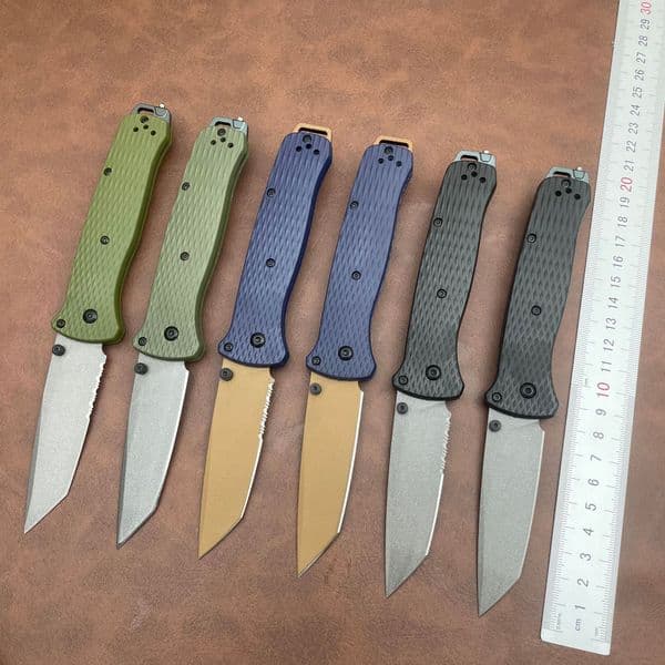 BM 537 Folding Pocket Knife Drop Point Flat Blade Nylon Fiber Handle Hunting Camping Tactical Combat Self-Defense Multi-Function