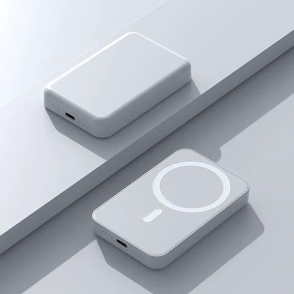 White 5000mAh Ultra Thin Magnetic Wireless Power Bank Mini Portable Fast Charging External Battery Pack For iPhone Android Custom Logo Gift