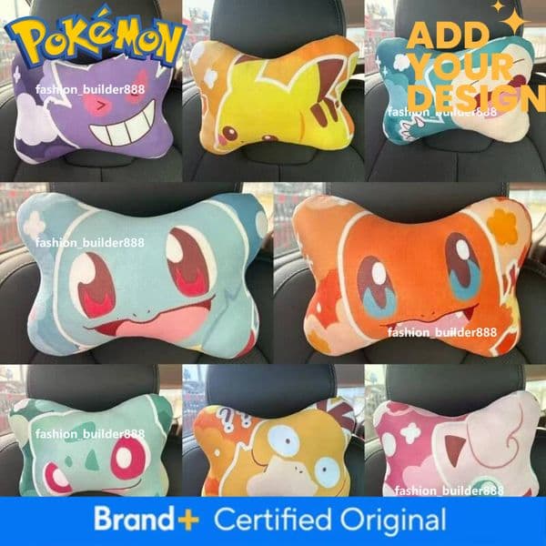 Pokemon Gengar Pikachu Bulbasaur Soft Plush Pillow Toys Cute Charmander Squirtle Stuffed Doll Headrest Car Decor Kids Gifts