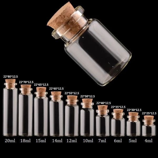 wholesale Empty Glass Jars With Cork Pendant Craft Clear Glass Vials Bottles 22mm Diameter Multiple Specification for Choose Simple TAX DUTY FREE