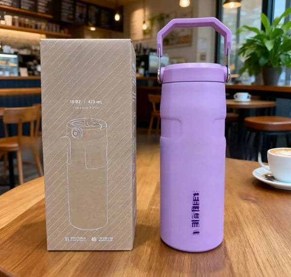 Designer Water Bottle 16oz Large Capacity Straw Cup High Appearance Portable Outdoor Travel Water Cup