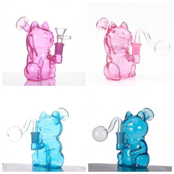 Portable colorful Cute Animal mini bong hookahs Water Oil Burner pipe with 14mm glass banger bowl Small glass Bubbler Beaker tobacco bongs