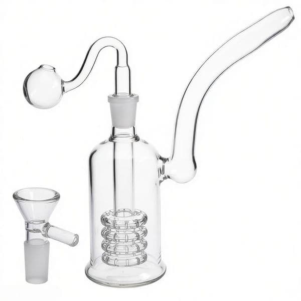 Wholesale Clear Cheap 14mm Female glass oil burner bong hookahs Matrix Perc glass Water tobacco bongs Bubbler Stereo Recycler pipe with Smoking oil banger bowl