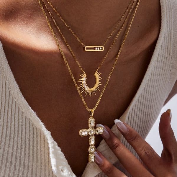 Crystal Titanium Steel Necklace Non-Fading Luxury Clavicle Chain Premium Stainless Steel Trending Jewelry