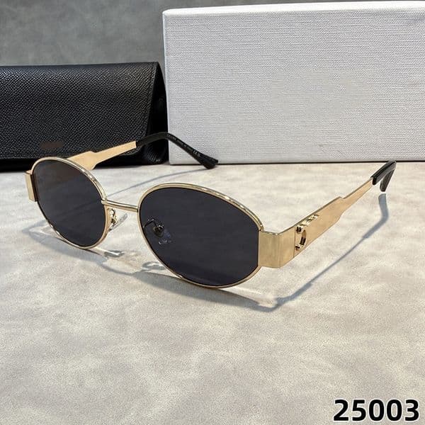 Designer Sunglasses for Men and Women with Elliptical Frame CEL Luxury Classic Fashion Outdoor Leisure Sunshade UV 400 Driving Fishing Metal Strap Original Box