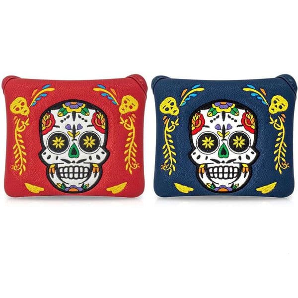 Facial Design Club Golf Putter Cover, Skeleton Design, Fashionable Durable, Available in Red and Blue 26Y0423