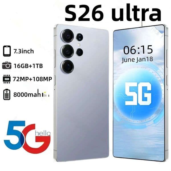 6.9inch 5G S26 ultra Cell Phones Unlock Full Touch Screen S25 Mobile Phone s26 Smartphone Camera HD Display Face ID 1TB Android 15 Dual sim telephone