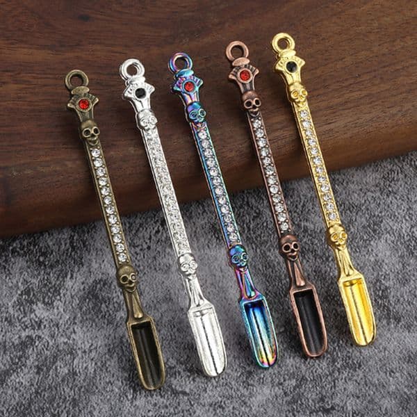 Skull Diamond Design Metal Shovel Spoon Snuff Powder Shovels Stainless Steel Dry Herb Tobacco Wax Tool Smoking Accessories