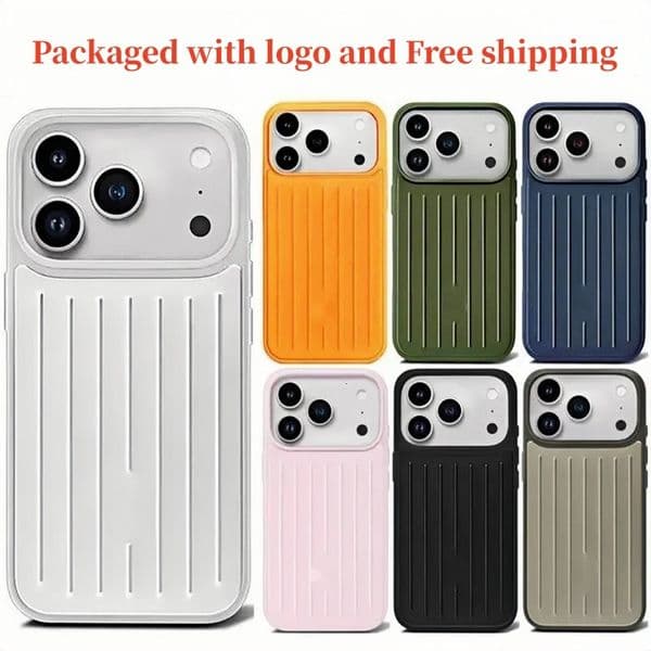 Rim Phone Case Suitcase Designer iPhone Case for Apple iPhone 17 Pro Max 16 15 14 13 Silicone Aluminum Alloy MagSafe Weave Back Cover Titanium with retail box