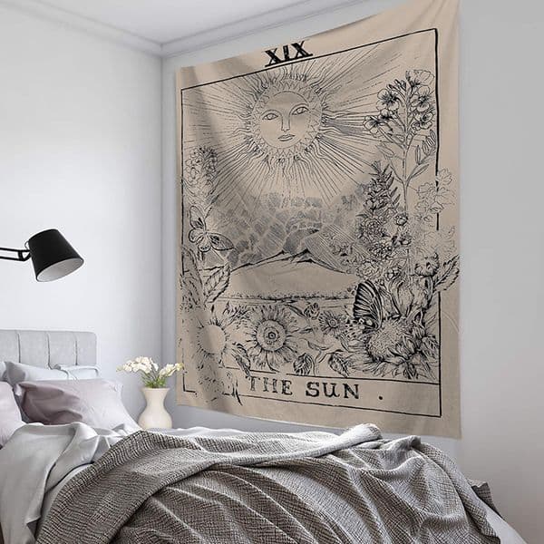 Zodiac Sunsign Altar Cloth Astrology Pentagram Square Polyester Table Cover HD Print Tapestry