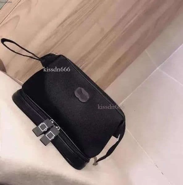 Designer bag Black storage bag Makeup bag Letter fashion women's dry wet split zipper double-layer toiletry bag Makeup bag