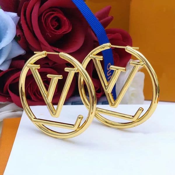 Women Gold lois viutton Earrings Designer Luxury Hoop Earrings Extravagant Studs 4cm Classic Simple Earring Steel Silver Letter Engagement Jewelry Valentine's Day